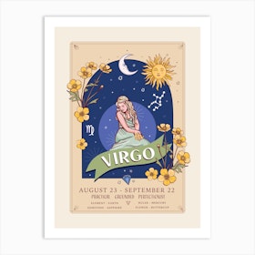 Zodiac Sign Virgo Art Print