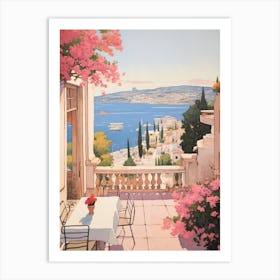 Bodrum Turkey 3 Vintage Pink Travel Illustration Art Print