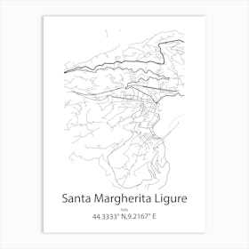 Santa Margherita Ligure,Italy Minimalist Map Art Print