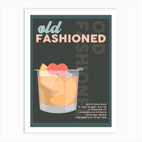 Brown Old Fashioned Cocktail Art Print
