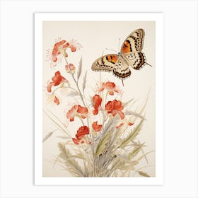 Delicate Butterfly Japanese Style Painting Art Print