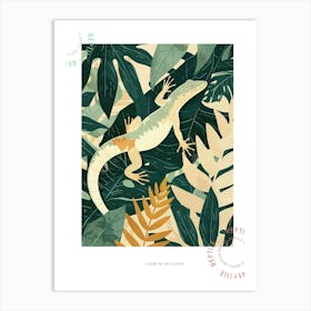 Lizard In The Leaves Block Print 1 Poster Art Print