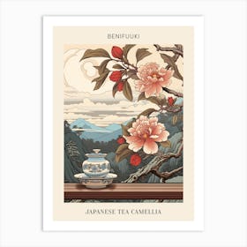 Benifuuki Japanese Tea Camellia Japanese Botanical Illustration Poster Art Print