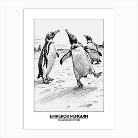 Penguin Chasing Eachother Poster 3 Art Print