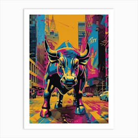 Wall Street Bull New York Colourful Silkscreen Illustration 3 Art Print
