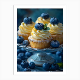 Blueberry Cupcakes On A Plate Art Print