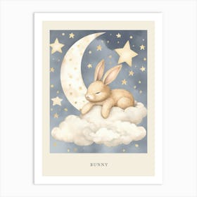 Sleeping Baby Bunny Nursery Poster Art Print