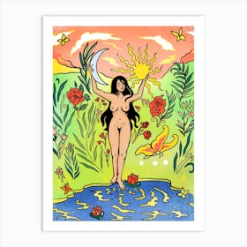 Nude Garden Goddess Psychedelic Art Print