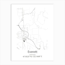 Everett,United States Minimalist Map Art Print