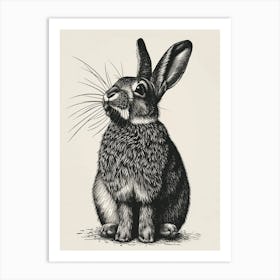 Britannia Petite Blockprint Rabbit Illustration 2 Art Print