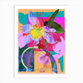 Daffodil 2 Neon Flower Collage Art Print