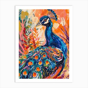 Colourful Brushstroke Peacock 11 Art Print