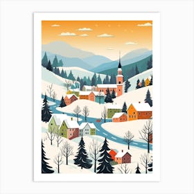 Retro Winter Illustration Cesky Krumloy Czech Republic 1 Art Print