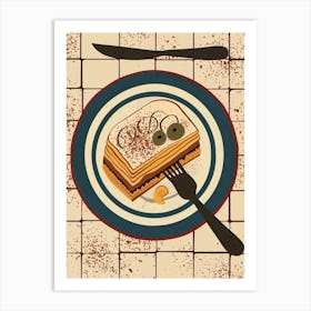 Art Deco Inspired Tiramisu On A Tile Background 2 Art Print