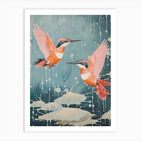 Vintage Japanese Inspired Bird Print Kingfisher 1 Art Print
