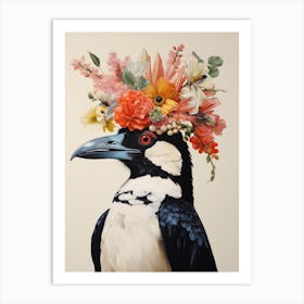 Bird With A Flower Crown Magpie 5 Art Print