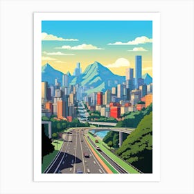 Rio De Janeiro, Brazil, Flat Illustration 4 Art Print