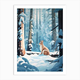 Winter Chipmunk 2 Illustration Art Print