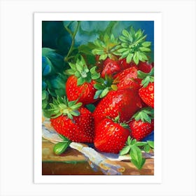 Everbearing Strawberries, Plant, Impressionism Cezanne Art Print