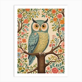 Owl In A FloralTree Art Print