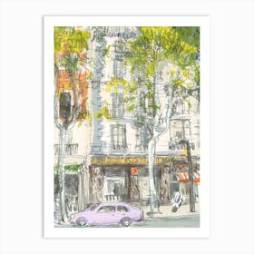 Lilac Car In Barcelona  Art Print