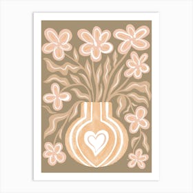 Calm Brown Flowers Art Print