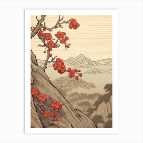 Ume Japanese Plum 2 Japanese Botanical Illustration Art Print