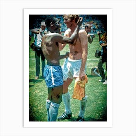 Pele, Bobby Moore, Brazil, England, World Cup, Retro, Football, Soccer, Art, Wall Print Art Print