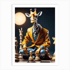 Giraffe Chess Art Print