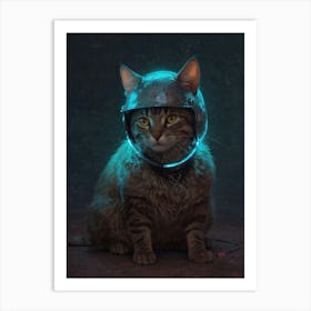 Cat In A Helmet Art Print