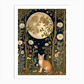 William Morris Cat In The Moonlight 31 Art Print