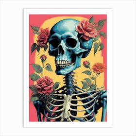 Floral Skeleton In The Style Of Pop Art (3) Art Print