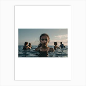 Girl In The Ocean Art Print