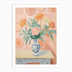 A Vase With Marigold, Flower Bouquet 4 Art Print