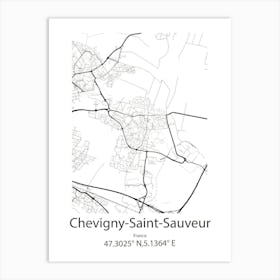 Chevigny Saint Sauveur,France Minimalist Map Art Print