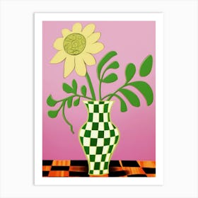 Wild Flowers Green Tones In Vase 4 Art Print