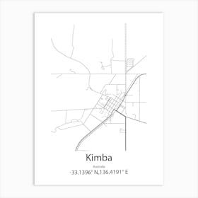 Kimba,Australia Minimalist Map Art Print