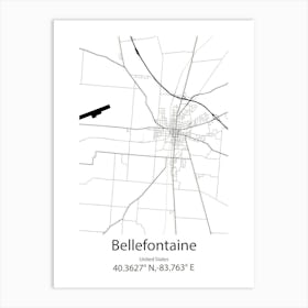 Bellefontaine Neighbors,United States Minimalist Map Art Print