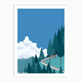 Car Driving In The Mountains Art Print