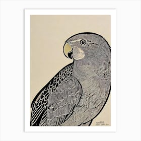 Parrot 2 Linocut Bird Art Print