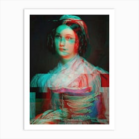 Glitched Portrait of Woamn Art Print