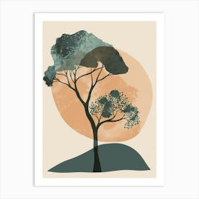 Teak Tree Minimal Japandi Illustration 3 Art Print