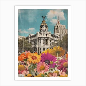 Madrid   Floral Retro Collage Style 4 Art Print