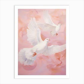 Pink Ethereal Bird Painting Dove 1 Art Print