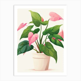 Pink Plant In A Pot 1 Art Print