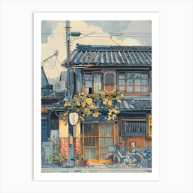 Osaka Japan 4 Retro Illustration Art Print