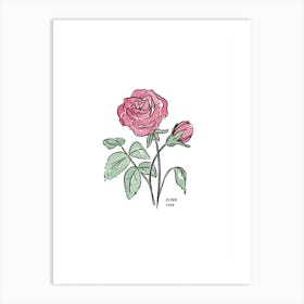 June Rose Birth Flower 1 Art Print