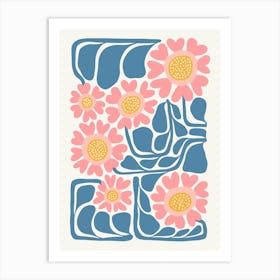 Pink Daisies Flower Market Matisse Style Art Print