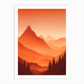 Misty Mountains Vertical Composition In Orange Tone 370 Art Print