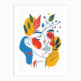 Woman'S Face With Leaves 4 Art Print